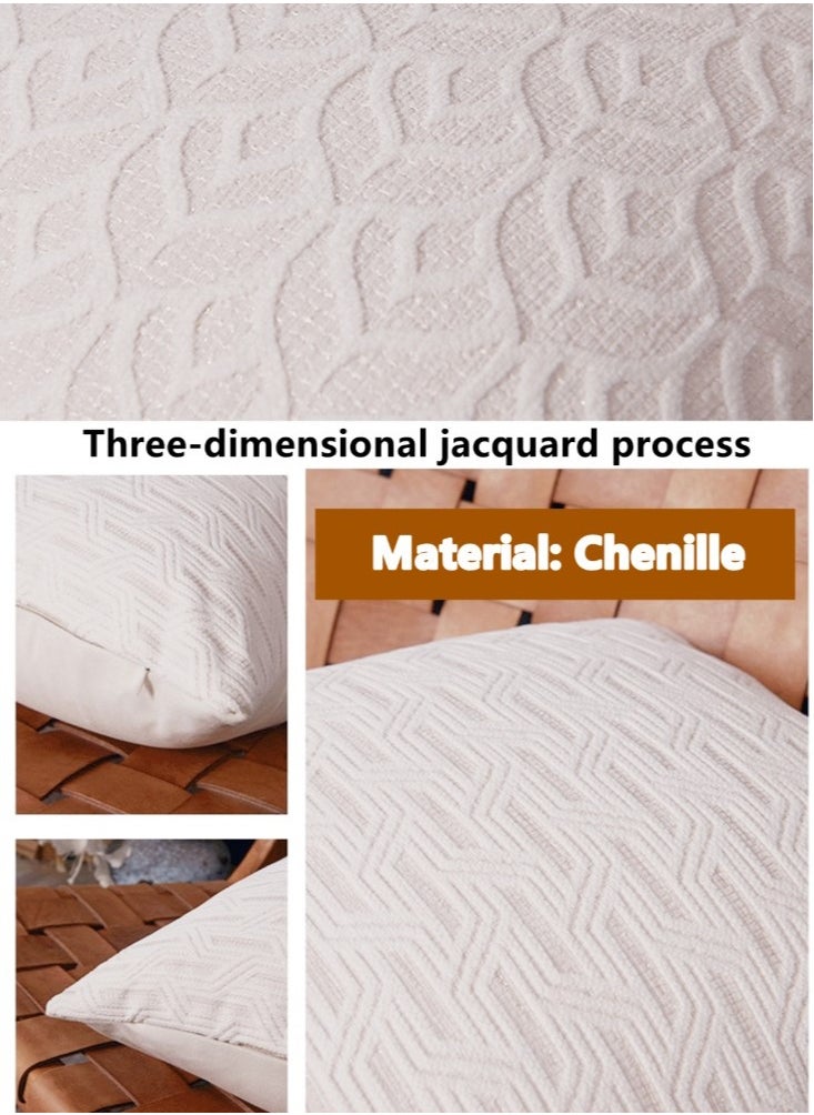 Kutis 4-Piece Decorative Cushion Cover Pillow Cases Chenille White 45x45 Centimeter  - Image 3