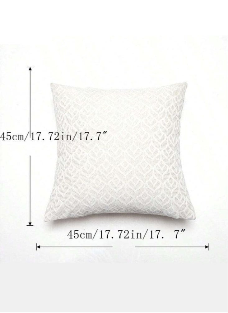 Kutis 4-Piece Decorative Cushion Cover Pillow Cases Chenille White 45x45 Centimeter  - Image 5