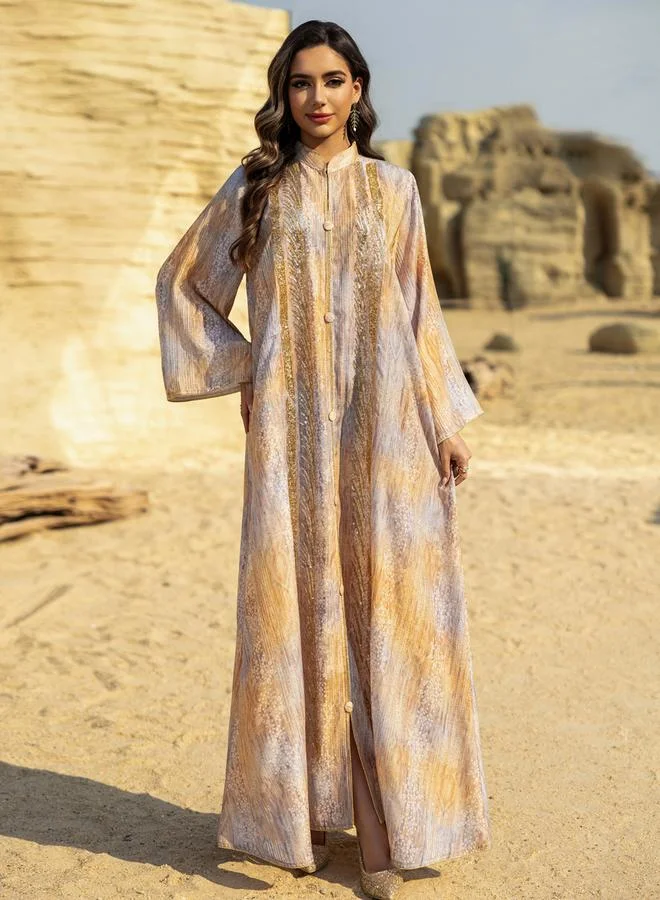 Take Two Yellow Sequin Ankle-Length A-Line Jalabiya