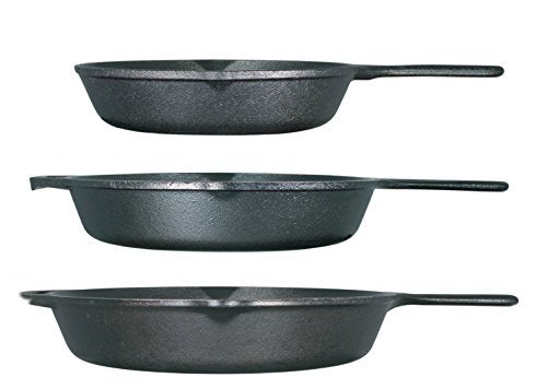 Lodge Seasoned Cast Iron 3 Skillet Bundle. 12 Inches and 10.25 Inches with 8 Inch Set of 3 Cast Iron Frying Pans - Image 2