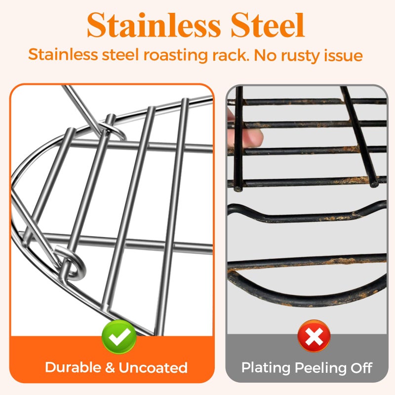 DePango 16.5inch Oval Roasting Rack for Oven, Thanksgiving Christmas Gifts for Mom Men Wife Cooking Home Chefs, Stainless Steel Cooling Rack with Handle, Wire Rack for Cooking, Grilling, Drying - Image 3