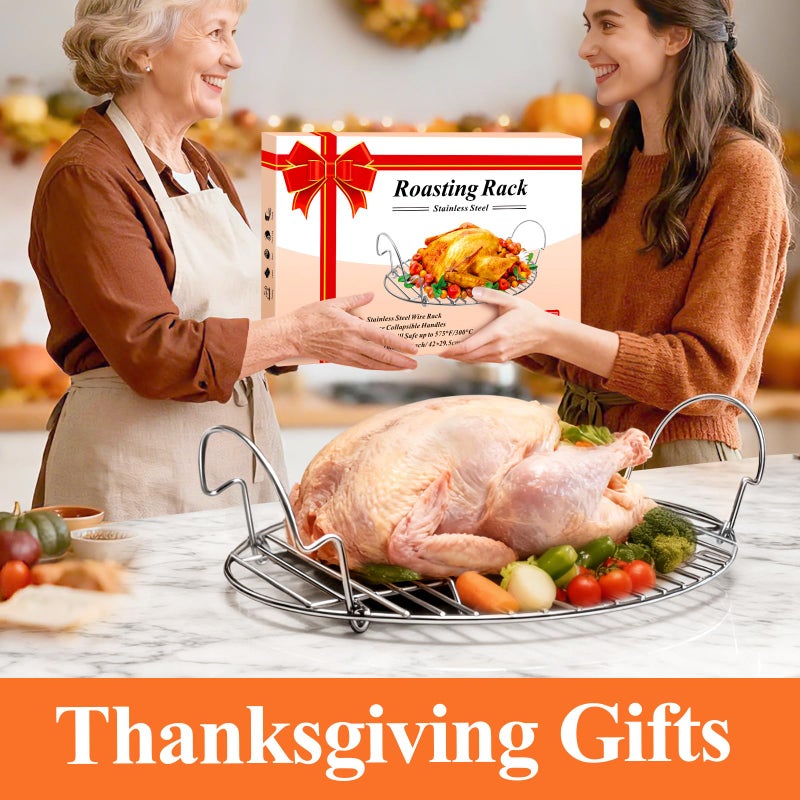 DePango 16.5inch Oval Roasting Rack for Oven, Thanksgiving Christmas Gifts for Mom Men Wife Cooking Home Chefs, Stainless Steel Cooling Rack with Handle, Wire Rack for Cooking, Grilling, Drying - Image 4