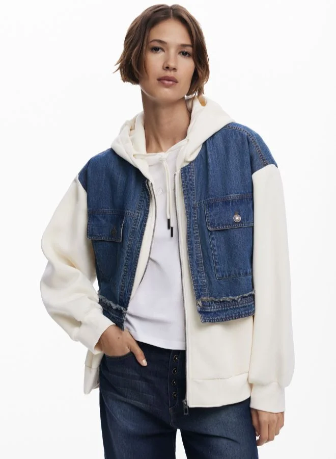 Denim combined sweatshirt