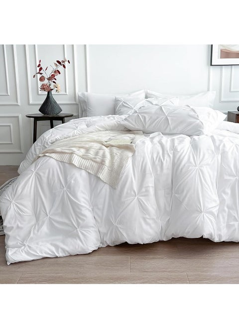 Maple&Stone King Comforter Set - 7 Pieces Pintuck Bed in A Bag King Pleat Pinch - Comforters King Size - Comforter Set with Sheets, Flat Sheet, Fitted Sheet and Pillowcases & Shams