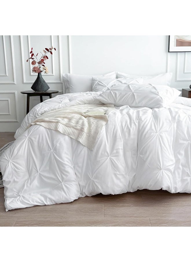 Generic Maple&Stone King Comforter Set - 7 Pieces Pintuck Bed in A Bag King Pleat Pinch - Comforters King Size - Comforter Set with Sheets, Flat Sheet, Fitted Sheet and Pillowcases & Shams  - Image 1