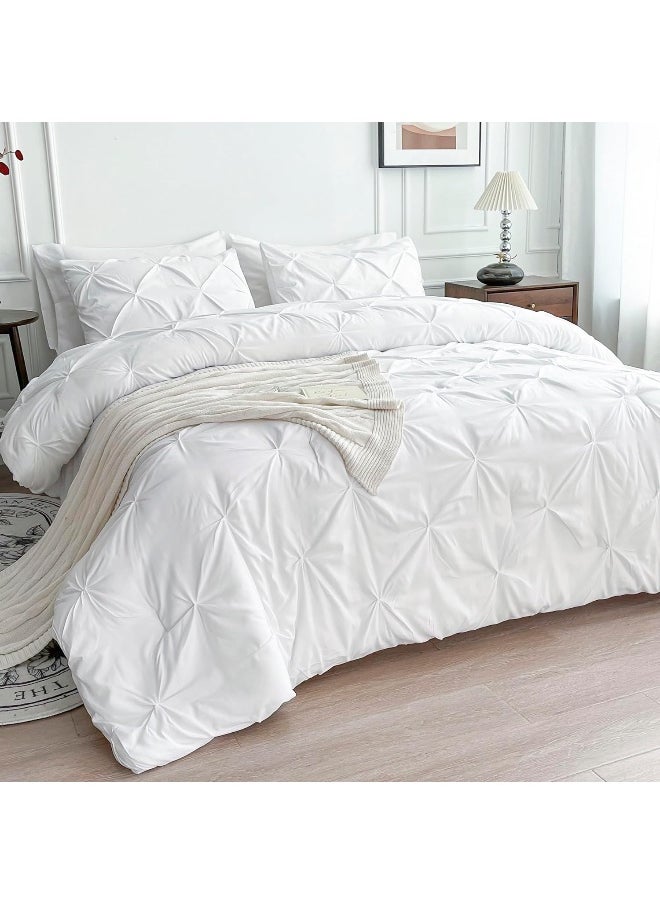 Generic Maple&Stone King Comforter Set - 7 Pieces Pintuck Bed in A Bag King Pleat Pinch - Comforters King Size - Comforter Set with Sheets, Flat Sheet, Fitted Sheet and Pillowcases & Shams  - Image 3