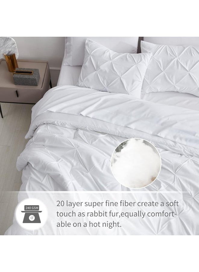 Generic - Maple&Stone King Comforter Set - 7 Pieces Pintuck Bed in A Bag King Pleat Pinch - Comforters King Size - Comforter Set with Sheets, Flat Sheet, Fitted Sheet and Pillowcases & Shams - Image 1
