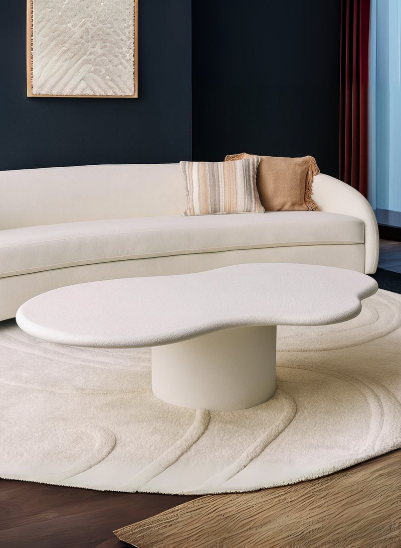 Karnak Modern White Cloud-Shaped Coffee Table  For Minimalist Living Room Centerpiece Living Room Balcony Garden, Living Room Table Bed Room 80x38x140cm | Luxury Contemporary Design - Image 1