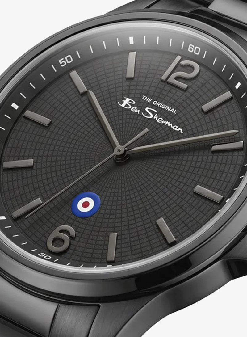 Ben Sherman Westminster Black Dial Gunmetal Stainless Steel Bracelet Analog Watch for Men, 43mm