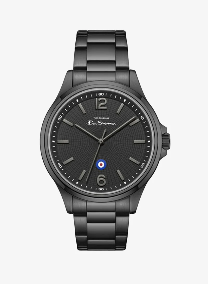 Ben Sherman Westminster Black Dial Gunmetal Stainless Steel Bracelet Analog Watch for Men, 43mm