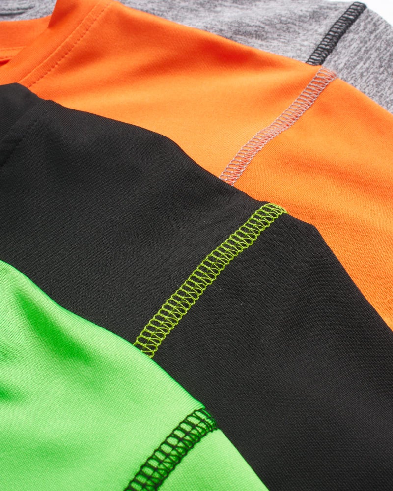 Black Bear Boys Active Shirt - 4 Pack Athletic Performance Dry Fit Youth Shirt for Boys - Short Sleeve Kids Tshirts, Size 12-14, Black/Green/Grey/Orange - Image 5
