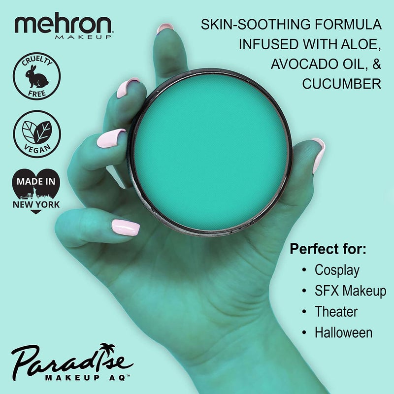 Mehron Makeup Paradise Makeup AQ Pro Size | Stage & Screen Performance, Face & Body Painting, Beauty, Cosplay, and Halloween | Water Activated Face Paint, Body Paint 1.4 oz (40 g) - Teal - Image 2