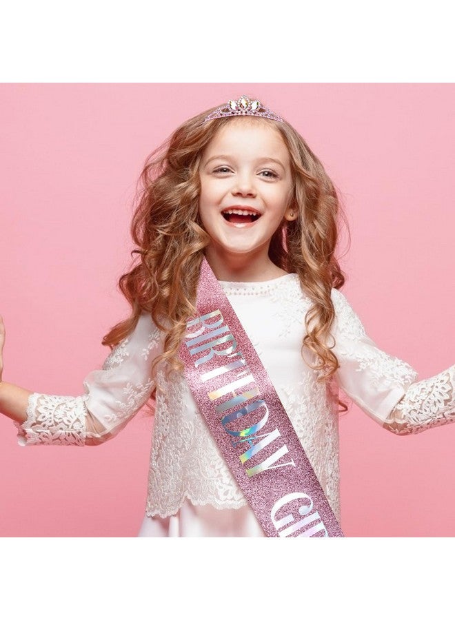 كوسايد مجموعة أوشحة وتيجان "عيد ميلاد فتاة" من COCIDE للفتيات، وتيجان وتيجان عيد ميلاد وردية للنساء، ومجموعة إكسسوارات حفلات، وتاج عيد ميلاد سعيد، ومجموعة زينة وشاح عيد الميلاد، وكريستال لامع، وأحجار الراين - Image 4