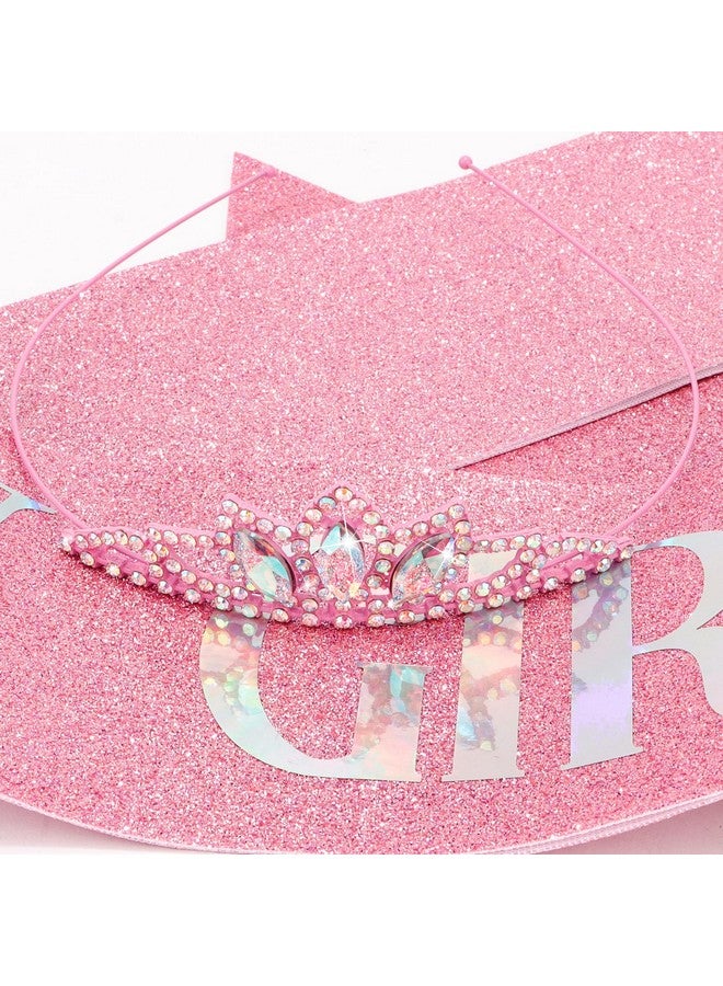 كوسايد مجموعة أوشحة وتيجان "عيد ميلاد فتاة" من COCIDE للفتيات، وتيجان وتيجان عيد ميلاد وردية للنساء، ومجموعة إكسسوارات حفلات، وتاج عيد ميلاد سعيد، ومجموعة زينة وشاح عيد الميلاد، وكريستال لامع، وأحجار الراين - Image 5