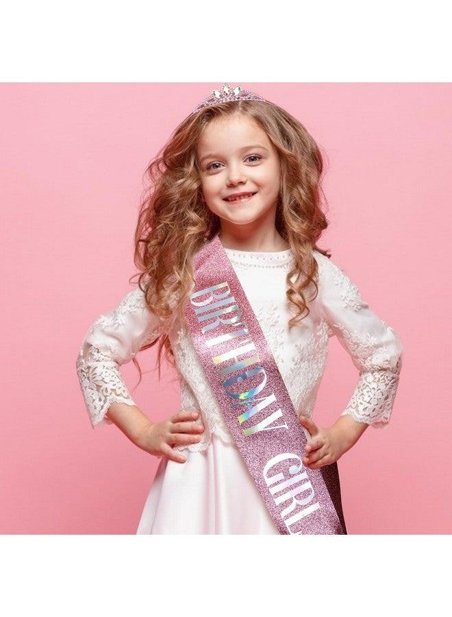 كوسايد مجموعة أوشحة وتيجان "عيد ميلاد فتاة" من COCIDE للفتيات، وتيجان وتيجان عيد ميلاد وردية للنساء، ومجموعة إكسسوارات حفلات، وتاج عيد ميلاد سعيد، ومجموعة زينة وشاح عيد الميلاد، وكريستال لامع، وأحجار الراين - Image 2