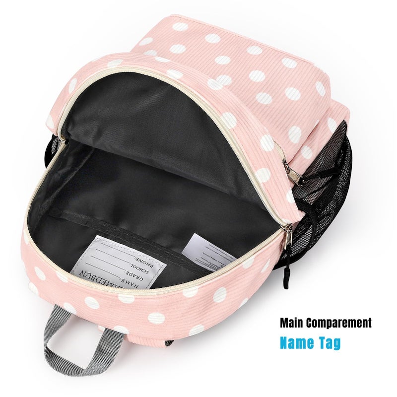 STEAMEDBUN Corduroy Toddler Backpack for Girls Boys 2-4, Kids Preschool Backpack for Kindergarten - Polka Dot - Image 5