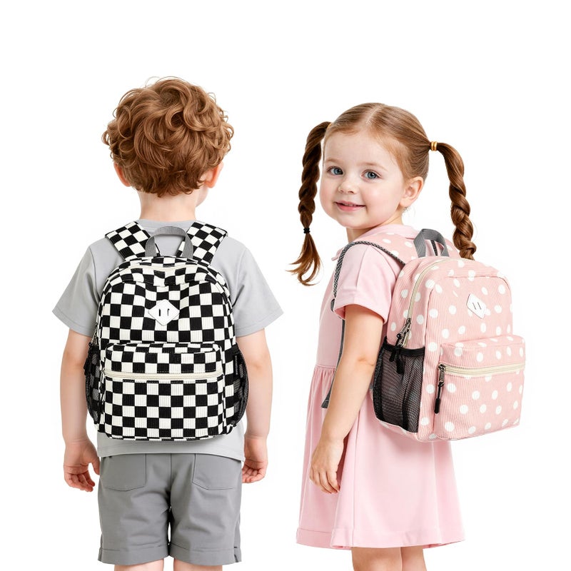 STEAMEDBUN Corduroy Toddler Backpack for Girls Boys 2-4, Kids Preschool Backpack for Kindergarten - Polka Dot - Image 4