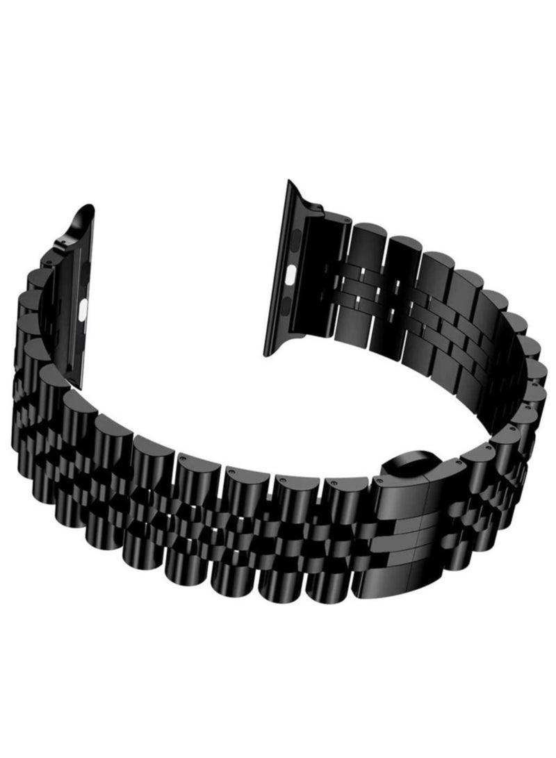 ELTRAZONE سوار بديل متوافق مع Apple Watch Ultra 49 مم 45 مم / 44 مم / 42 مم، سوار معدني صلب من الفولاذ المقاوم للصدأ لسلسلة Apple Watch Series 8 7 6 5 4 3 2 SE (أسود) - Image 4