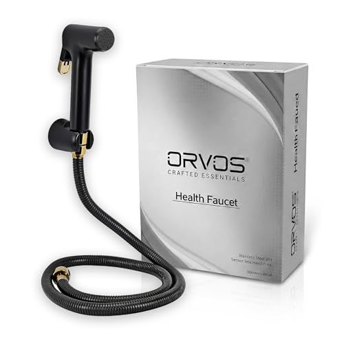 Orvos Health Faucet, Golden Black, ABS Outer Body with Brass Pin Inside, with 1 to 1.2 Meter Extendable Stainless Steel Shower Hose and wall Hook, Jet Spray for high end Luxury Toilets - Image 1