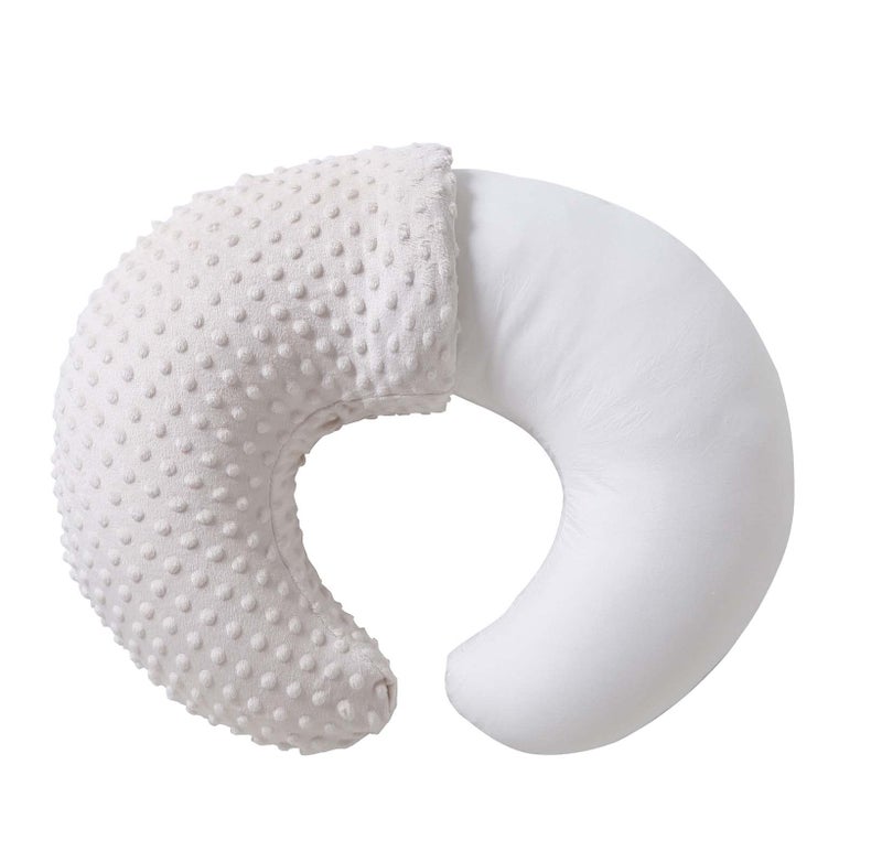 QUENESS Nursing Pillow and Positioner Breastfeeding Bottle Feeding Baby Sitting Support with Removable Ultra Soft Cover Tummy Time Support for Baby Boys and Girls Beige