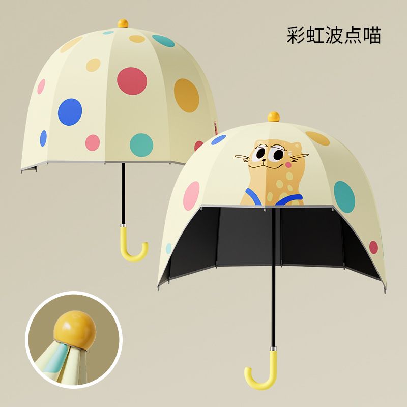 MAYDU Kids Helmet Umbrella Cartoon Cute Sun Rain Umbrella Long Handle for Kindergarten Boys Girls Windproof - Image 1