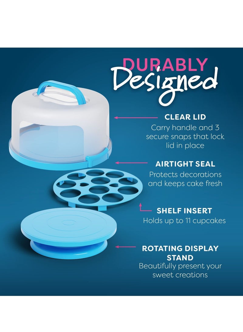 Generic - Cake Cupcake Carrier with Lid and Handle Cake Stand Plate with Dome10 inch Round - Image 1
