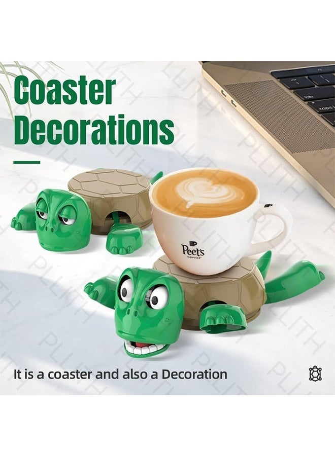 Turtle Coaster, 3D Printed Funny with Interactive Expression, Hilarious Open Eyed When Put a Glass on His Back, Turtle Cup Holder, Home Decor & Kitchen Accessories, Gag Gift for Tortoise Lovers - Image 3