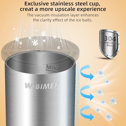 WIBIMEN Clear Ice Cube Maker - 2.5" Ball - Stainless Steel Clear Ice Maker - Compact Design - for Whiskey, Cocktails, Bourbon - 2 PACK with Ice Tong & Ice Box - Image 5