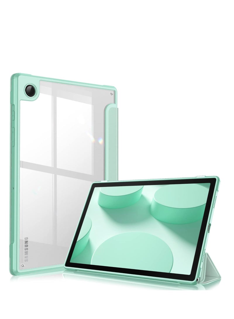 Hybrid Slim Case for Samsung Galaxy Tab A8 10.5 inch 2021 Model (SM-X200/X205), Shockproof Cover with Clear Transparent Back Shell, Auto Wake/Sleep (Mint Green) - Image 1