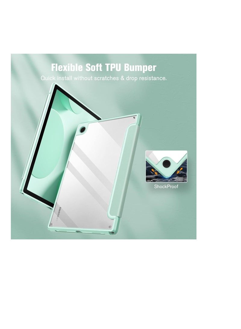 Hybrid Slim Case for Samsung Galaxy Tab A8 10.5 inch 2021 Model (SM-X200/X205), Shockproof Cover with Clear Transparent Back Shell, Auto Wake/Sleep (Mint Green) - Image 2