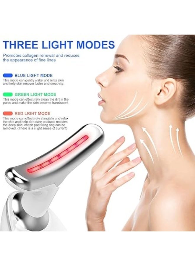 Electric Face Massager for Neck and Face, Anti-Aging Facial Toning Device with Vibration, Heating & LED, 3 Modes Skin Lifting and Tightening Tool for Wrinkle Removal, White - Image 4