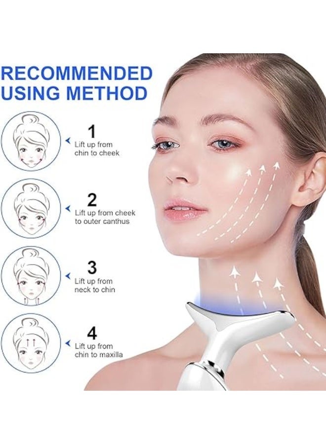 Electric Face Massager for Neck and Face, Anti-Aging Facial Toning Device with Vibration, Heating & LED, 3 Modes Skin Lifting and Tightening Tool for Wrinkle Removal, White - Image 5