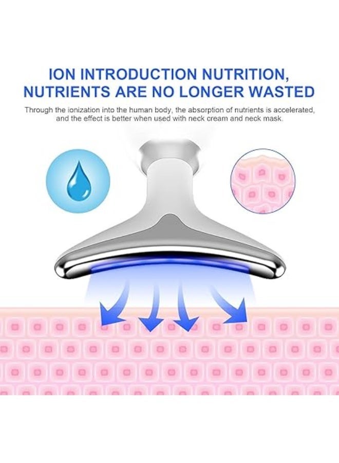 Electric Face Massager for Neck and Face, Anti-Aging Facial Toning Device with Vibration, Heating & LED, 3 Modes Skin Lifting and Tightening Tool for Wrinkle Removal, White - Image 3