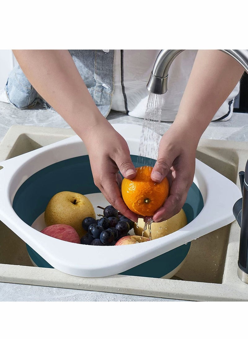 SYOSI حوض غسيل متعدد الأغراض قابل للطي محمول للاستخدام في الهواء الطلق مع دلو وحوض غسيل بلاستيكي موفر للمساحة لتحضير الشواء والنزهات والتخييم بسعة 5 لتر - Image 2