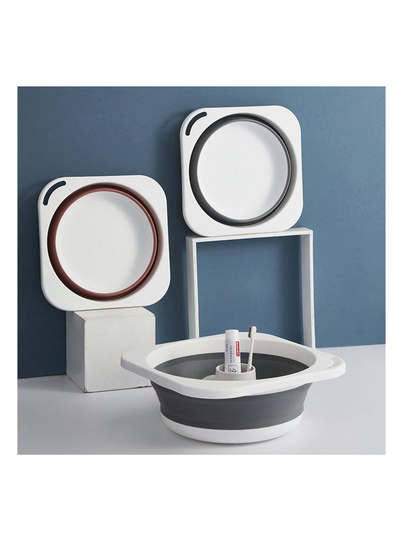 SYOSI حوض غسيل متعدد الأغراض قابل للطي محمول للاستخدام في الهواء الطلق مع دلو وحوض غسيل بلاستيكي موفر للمساحة لتحضير الشواء والنزهات والتخييم بسعة 5 لتر - Image 3