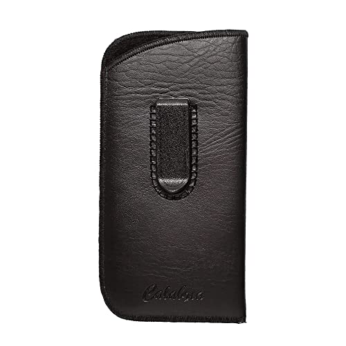Calabria Soft Slip-In Glasses Case Vertical Pocket Clip Black Men Women Faux Leather Felt Eyeglasses Pouch Sunglasses Holder - Image 1