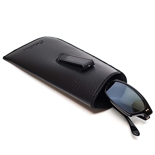 Calabria Soft Slip-In Glasses Case Vertical Pocket Clip Black Men Women Faux Leather Felt Eyeglasses Pouch Sunglasses Holder - Image 5