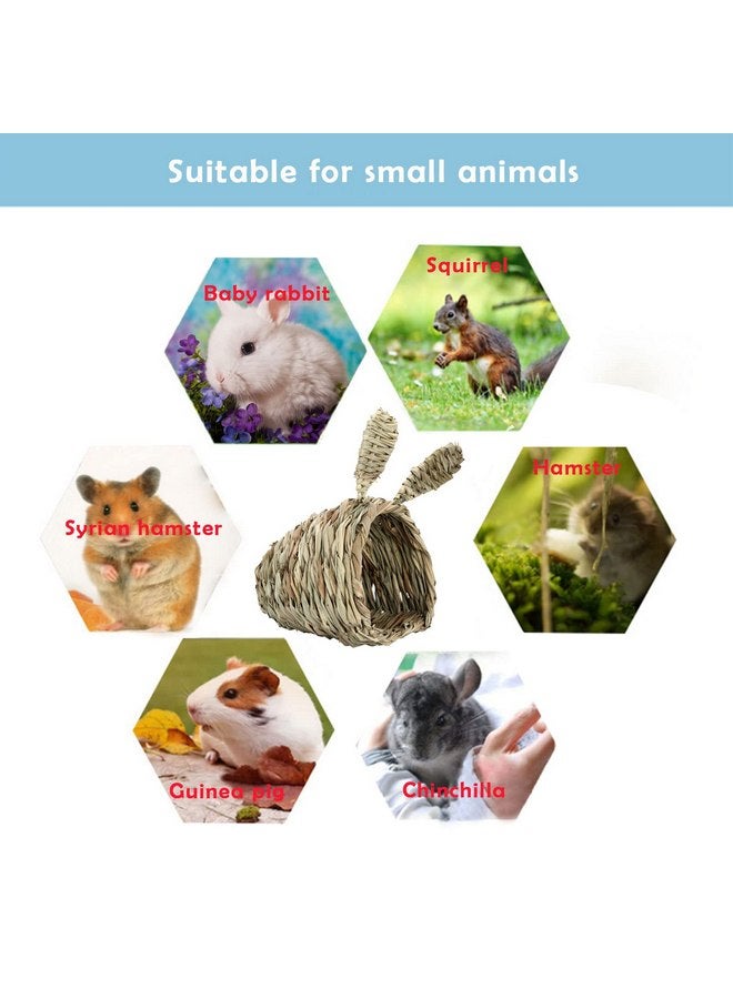 Kathson kathson Bunny Grass House Chew Toys Baby Rabbit Hideaway Hut Small Animals Grass Hideout Hand Woven Natural Grass Bedding for Guinea Pig Hamster Chinchilla - Image 5