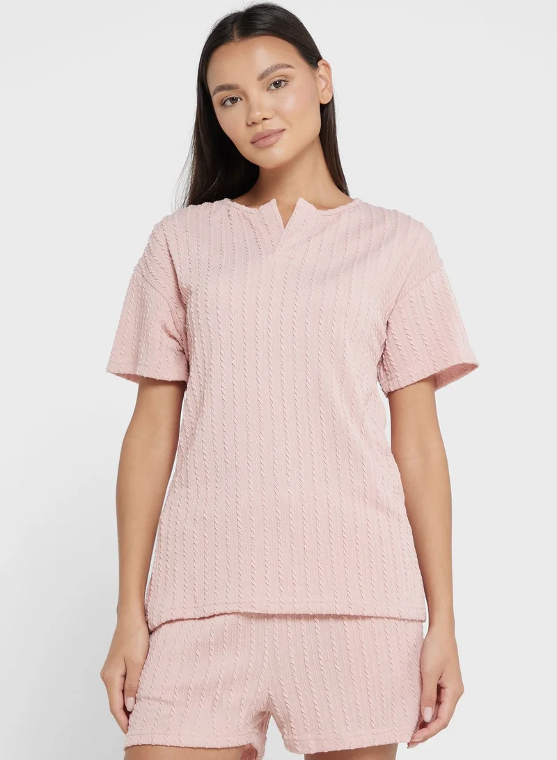 Ginger Textured Pyjama Short Set