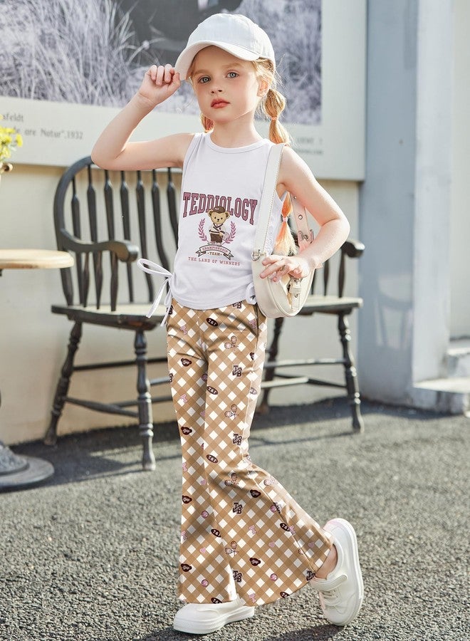 Arshiner Toddler Girls Clothes 2 Piece Outfits Side Drawstrings Tank Tops and Bell Bottom Pants Set with Pockets - Image 3