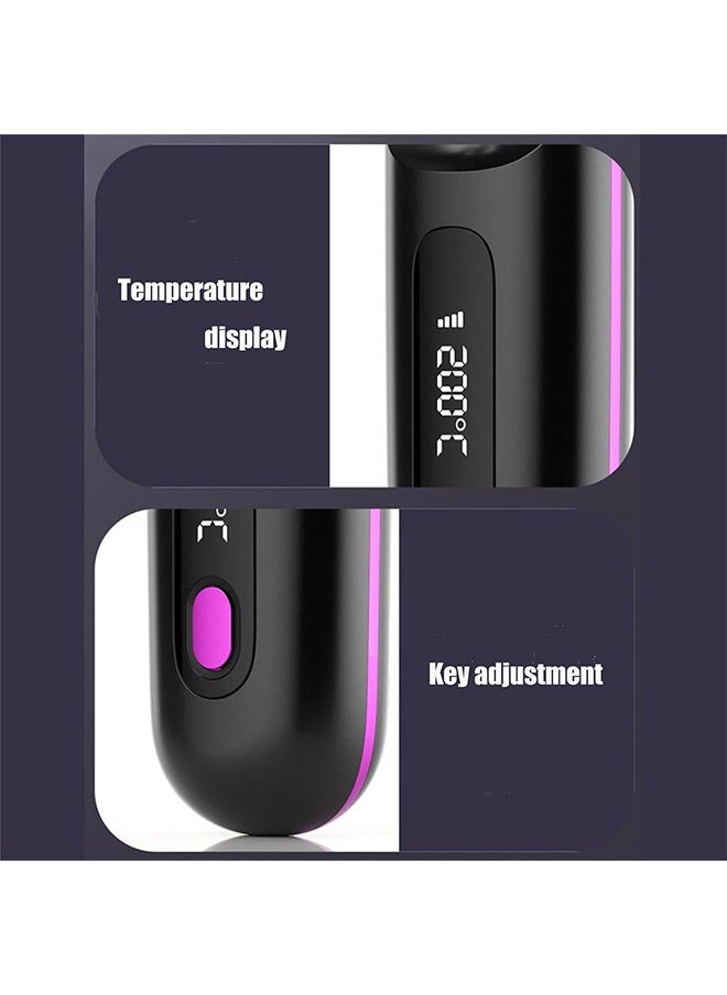Cordless Hair Straightener Brush, USB Rechargeable 4000mAh Straightening Brush for Travel Mini Curling Iron for Short Hair Negative Ion Anti-Scald Hot Comb Flat Iron 3 Temp-Settings, Black