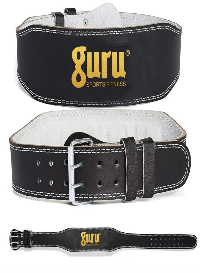 GURU Genuine Leather Weight Lifting Belt, Back Support Gym Belt For Men & Women With Adjustable Buckle (Black, XL) - Image 1