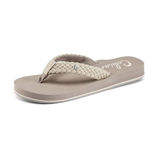 Cobian Women's Sandal Braided Bounce Flip Flop, Cream, 10 - Image 1
