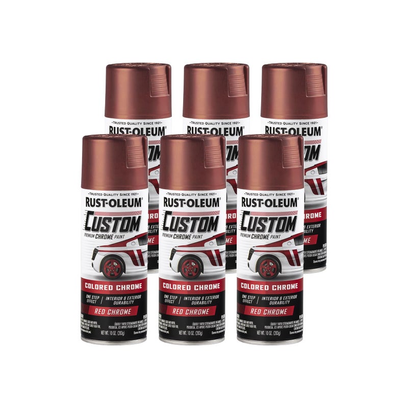 Rust-Oleum 340561-6PK Automotive Custom Chrome Spray Paint, 10 oz, Red, 6 Pack - Image 5