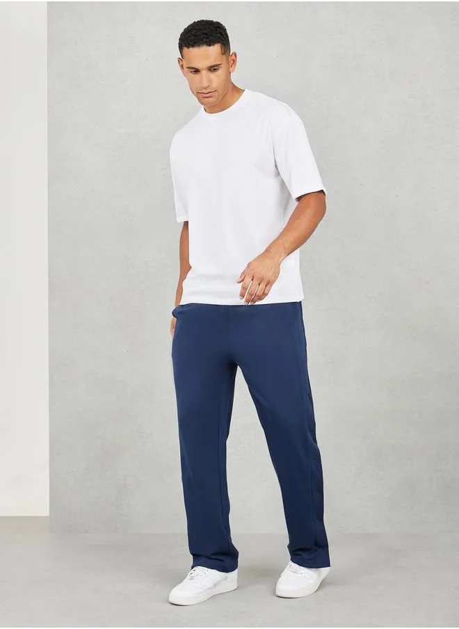 ستايلي Oversized Straight Leg Open Hem Jogger with Popper Button