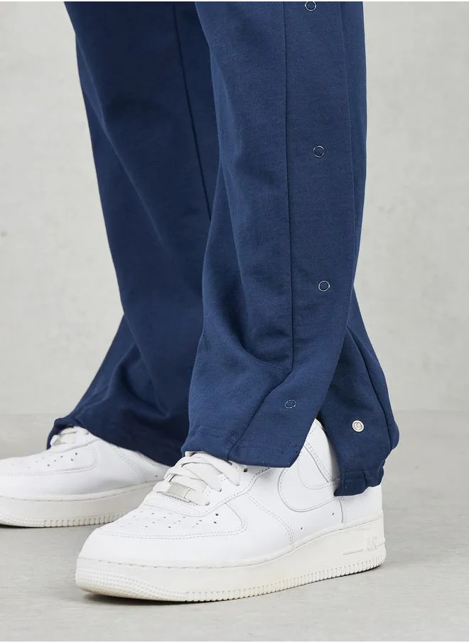 ستايلي Oversized Straight Leg Open Hem Jogger with Popper Button
