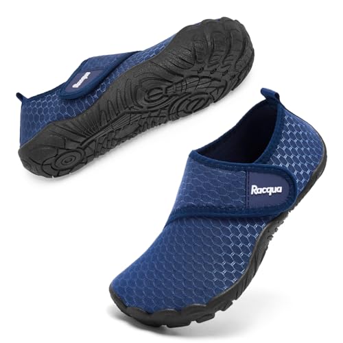 Racqua Boys Girls Kids Water Shoes Quick Dry Swim Beach Pool Outdoor Sports Shoes Non-Slip Breathable Lightweight Aqua Shoes Navy Big Kid 3 - Image 2