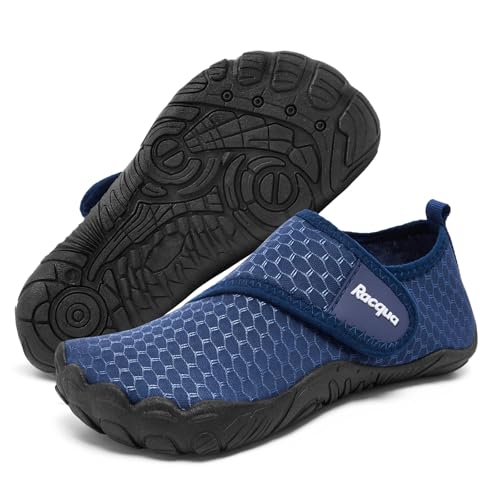 Racqua Boys Girls Kids Water Shoes Quick Dry Swim Beach Pool Outdoor Sports Shoes Non-Slip Breathable Lightweight Aqua Shoes Navy Big Kid 3 - Image 1