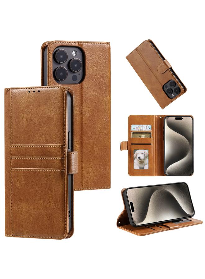 S-TOP Case For iPhone 16 Pro Simple 6-Card Wallet Leather Phone Case - Image 1