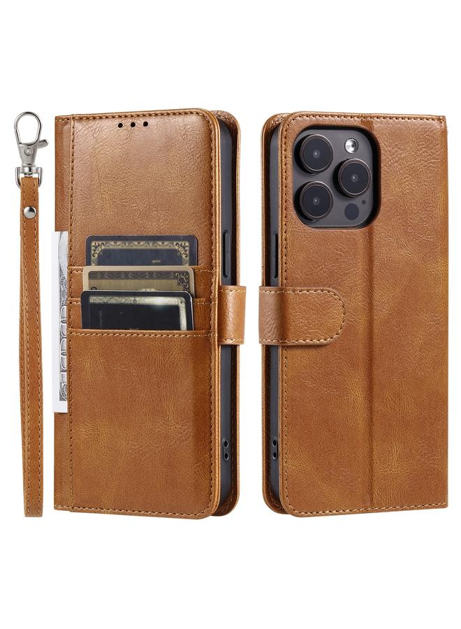 S-TOP Case For iPhone 16 Pro Simple 6-Card Wallet Leather Phone Case - Image 3